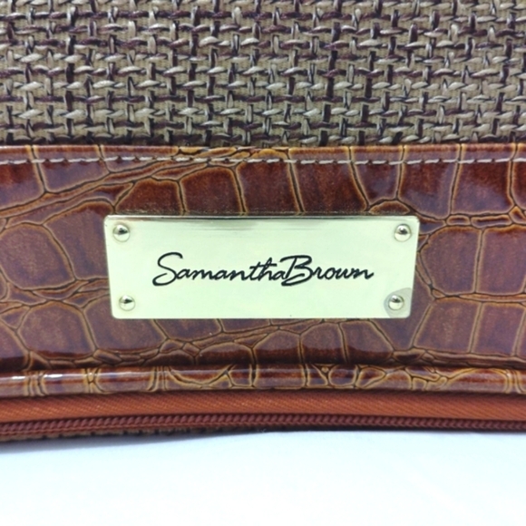 Samantha Brown Tweed Travel Case Toiletry Makeup Accessories Bag Valise 14"x10" - Picture 3 of 16